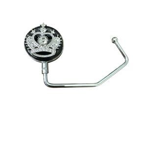 SPRING STREET DESIGN CRYSTAL CROWN WHITE ENAMEL HANDBAG HOLDER BAG HOOK